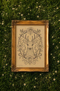 The Deer Rose—Botanical Deer Art Print
